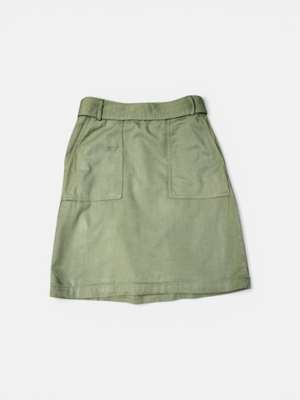 J.Crew Olive Belted A-Line Skirt‎ Size 0
